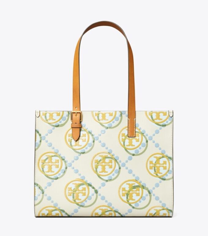 Small T Monogram Contrast Embossed Tote