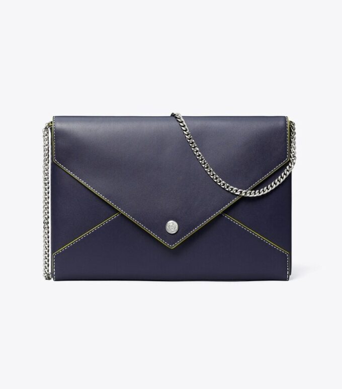 Smooth Leather Envelope Chain Pouch