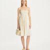 Strapless Smocked Silk Dress