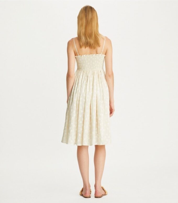 Strapless Smocked Silk Dress