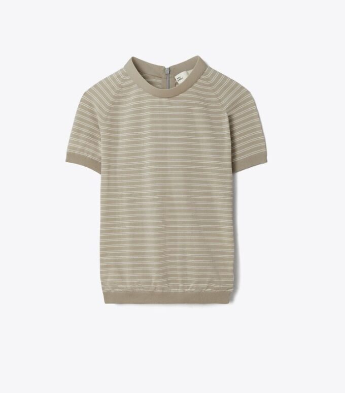Striped Nylon Mockneck Striped Nylon Mockneck