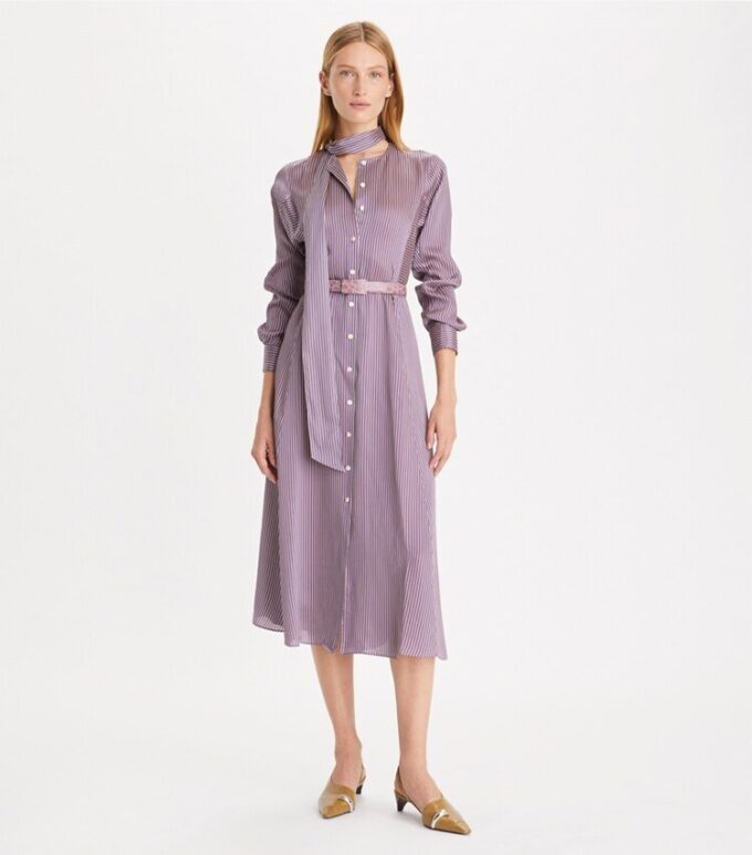 Striped Viscose Shirtdress Striped Viscose Shirtdress