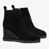 Suede Logo Lug Sole Wedge Boot