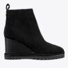 Suede Logo Lug Sole Wedge Boot