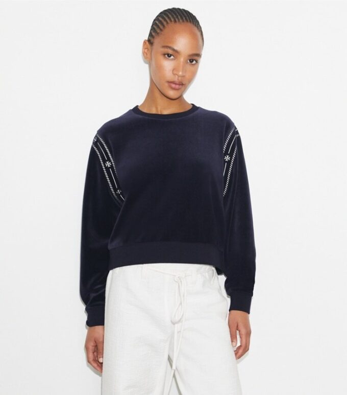 T Logo Velour Crewneck