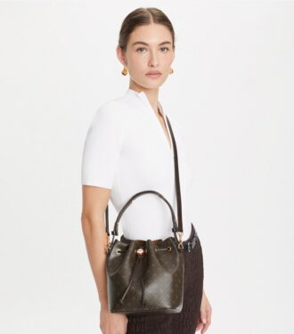 T Monogram Coated Canvas Bucket Bag
