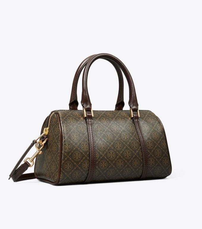 T Monogram Coated Canvas Petite Barrel Bag