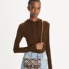T Monogram Contrast Embossed Crossbody