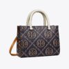 T Monogram Contrast Embossed Top-Handle Tote