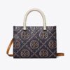 T Monogram Contrast Embossed Top-Handle Tote