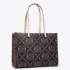 T Monogram Contrast Embossed Tote