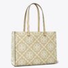 T Monogram Contrast Embossed Tote