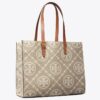 T Monogram Contrast Embossed Tote