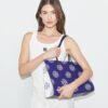 T Monogram Contrast Embossed Tote