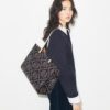 T Monogram Contrast Embossed Tote