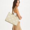 T Monogram Contrast Embossed Tote
