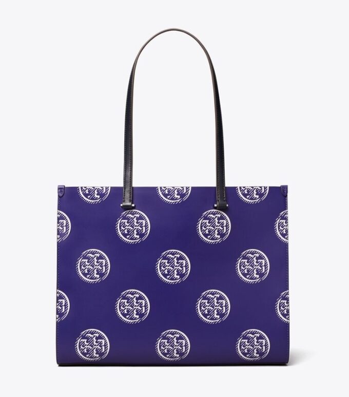 T Monogram Contrast Embossed Tote