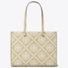 T Monogram Contrast Embossed Tote