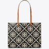 T Monogram Contrast Embossed Tote