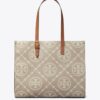 T Monogram Contrast Embossed Tote