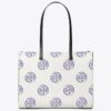 T Monogram Contrast Embossed Tote