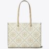 T Monogram Contrast Embossed Tote