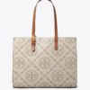 T Monogram Contrast Embossed Tote