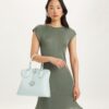 T Monogram Leather Swing Satchel