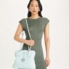 T Monogram Leather Swing Satchel