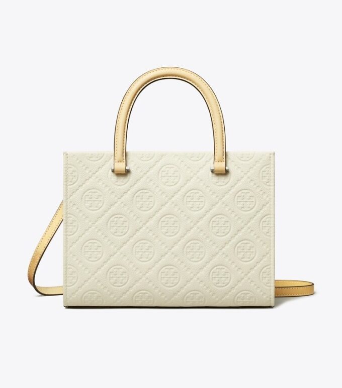 T Monogram Pebble Top-Handle Tote