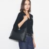 T Monogram Pebbled Messenger Bag