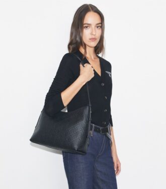 T Monogram Pebbled Messenger Bag