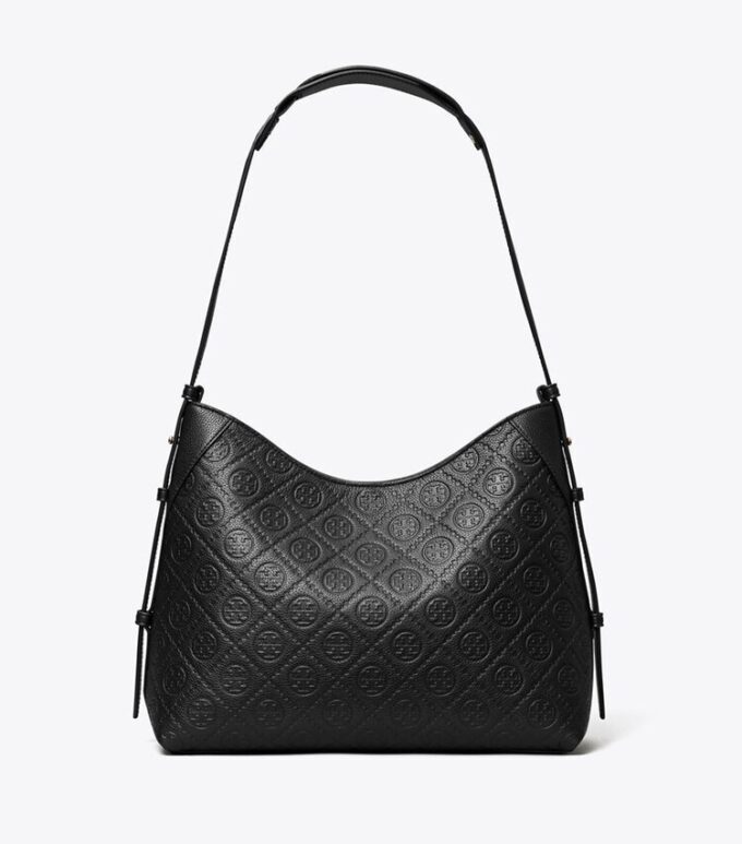 T Monogram Pebbled Messenger Bag