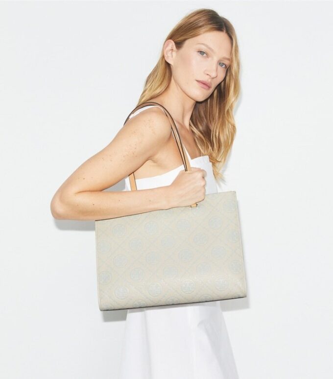 T Monogram Pebbled Tote