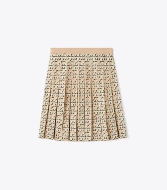 T Monogram Pleated Viscose Skirt T Monogram Pleated Viscose Skirt