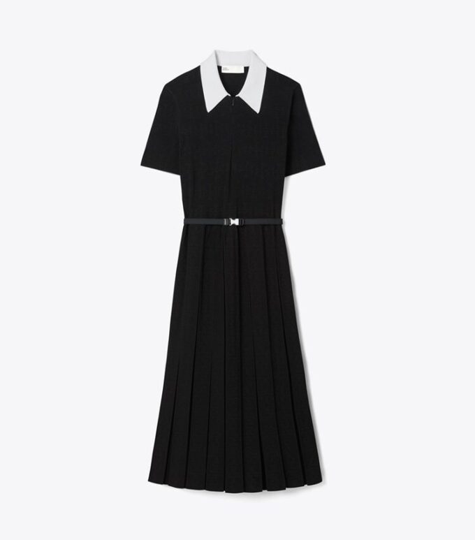 T Monogram Pointelle Pleated Dress T Monogram Pointelle Pleated Dress