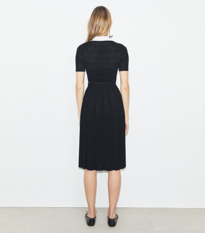 T Monogram Pointelle Pleated Dress T Monogram Pointelle Pleated Dress