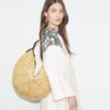 T Monogram Raffia Balloon Bag