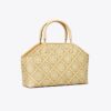 T Monogram Raffia Small Basket Tote
