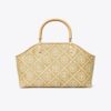 T Monogram Raffia Small Basket Tote