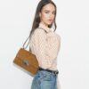 T Monogram Suede Shoulder Bag