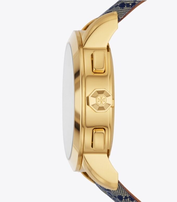 T Monogram Tory Watch, Navy/Gold-Tone Stainless Steel, 37 X 37 Mm T Monogram Tory Watch, Navy/Gold-Tone Stainless Steel, 37 X 37 Mm