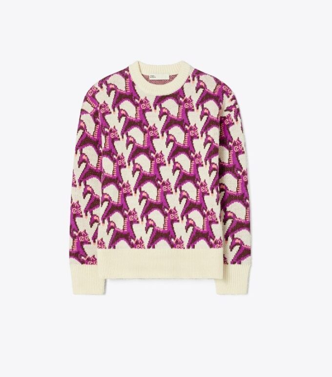 Wool Jacquard Crewneck Sweater