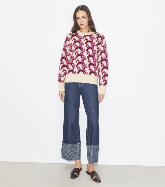 Wool Jacquard Crewneck Sweater