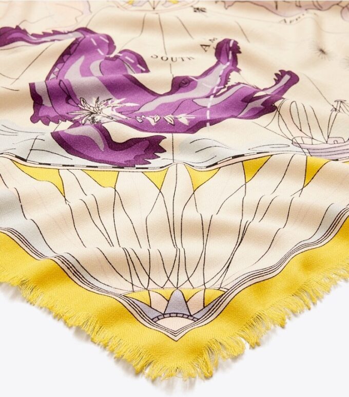 World Map Wool Square Scarf